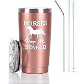Horse Gifts For Women, Horses Keep Me Stable Travel Tumbler, Funny Birthday Christmas Gifts for Horse Lovers Equestrian Cowgirls Mom Friends Aunt Sister, 20 Oz Insulated Stainless Steel Tumbler