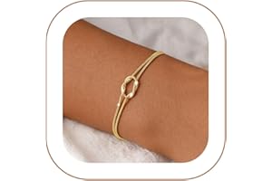 Hothrty Gold Bracelets for Women Trendy 14K Gold/Silver Plated Couples Love Knot Bracelet Sideways Cross Stackable Layered Ci
