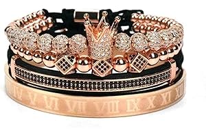 WFYOU Imperial Crown Bracelets for Men 18kt Gold Bracelet Cubic Zirconia Beads Bracelets Cross Bracelets Charm Men Luxury Gift