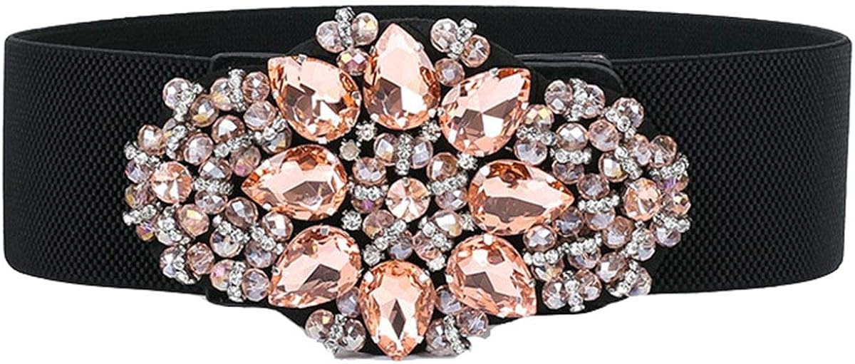 Donna Dressy Moda Nero Fascia Elastica Cintura Bling Argento Strass Donna Dressy Moda Nero Fascia Elastica Cintura Bling Argento Strass