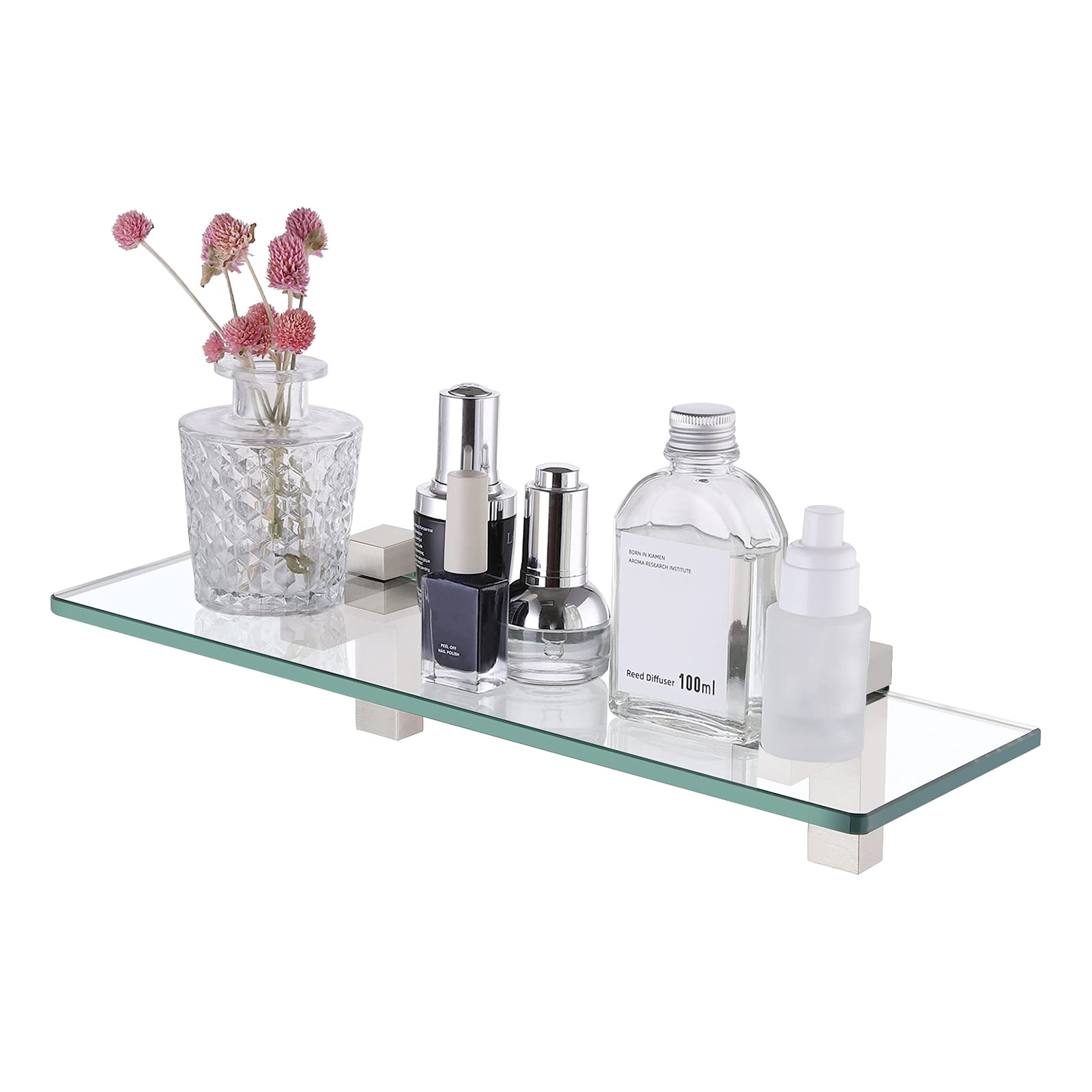 Photo 1 of KES Bathroom Glass Shelf, Bathroom Wall Glass Shelves 16 Inch Shelf Wall Mounted Brushed Nickel Finish, BGS3201S40-2