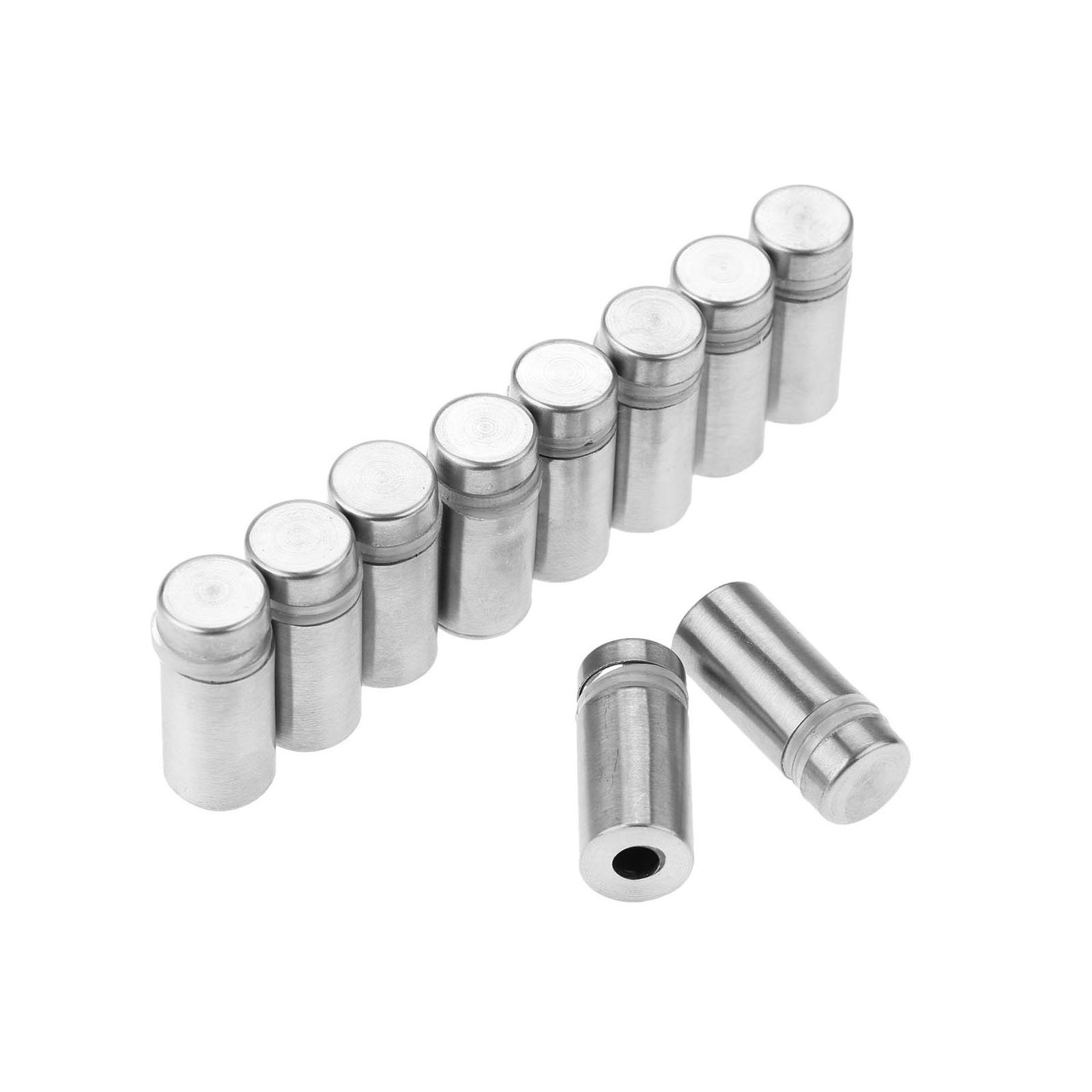 Hicello 10PCS Stand-Off Fixings 12x25mm Stainless Steel Sign Glass Holders Advertising Screws Bolts Nails Wall Mount Silver