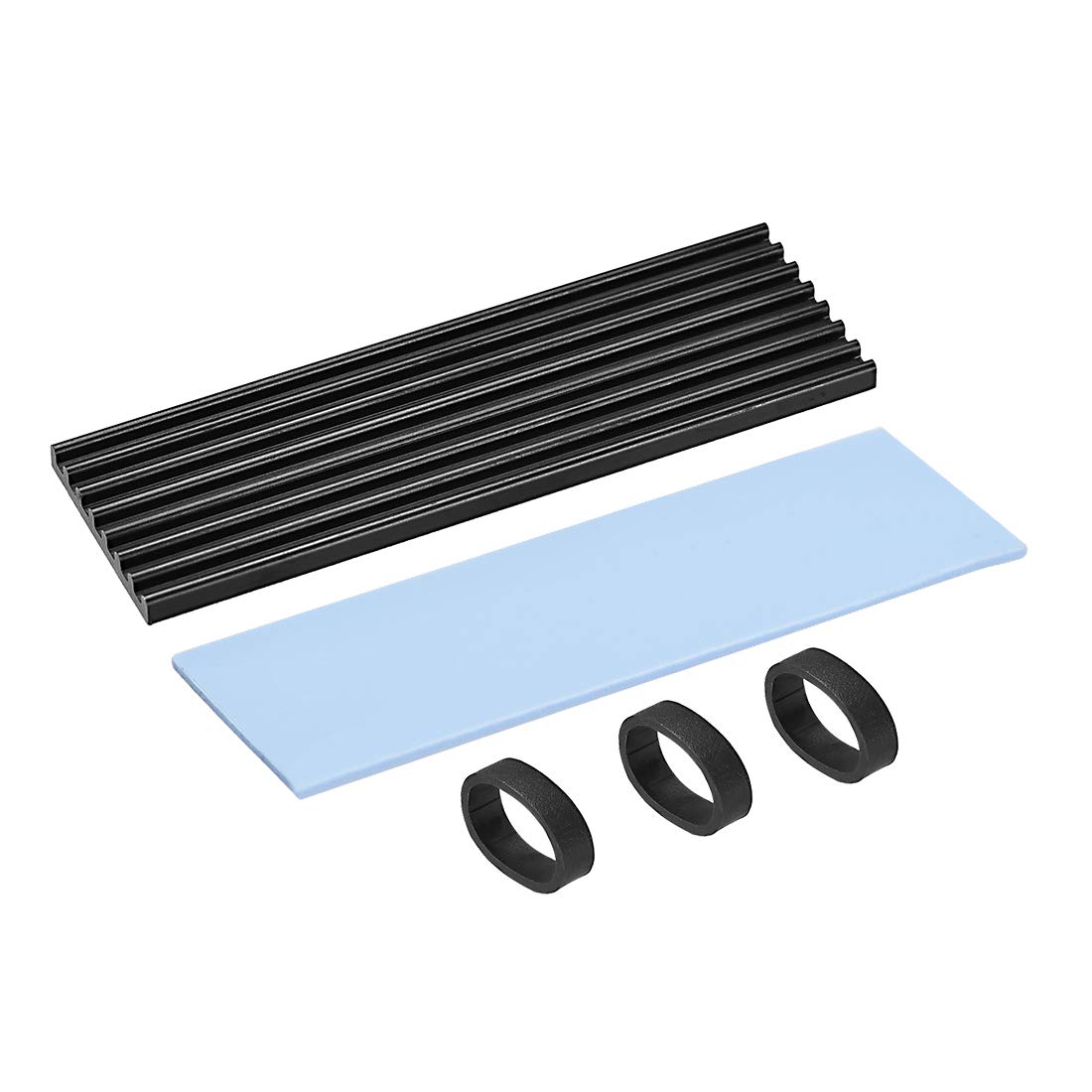 sourcing map Aluminum Heatsink Kit 70x22x3mm Black with Silicone Thermal Pads for M.2, for 2280 SSD