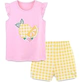 Funnymore Baby Toddler Girl's Cotton Short Sleeve Tshirt and Short Set 2-7 Years