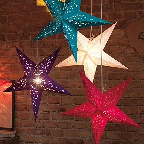 UUOUU Pack of 2 Gold Topper Star Lantern 12inch Hanging Decoration Paper Star Lamp (Light Not Included)