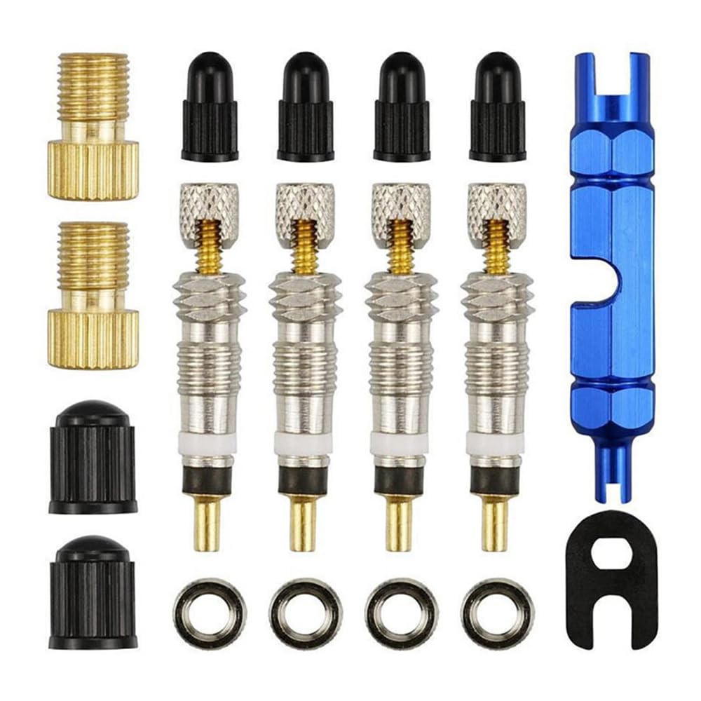 Hsthe Sea 18 Pcs Valve Core Set, Bicycle Valve Set, Valve Adapter,Bicycle Valve for Bicycle Valve Adapter for Bicycles and Mountain Bikes