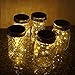 6 Pack Mason Jar Lights, 10 LED Solar Warm White Fairy String Lights Lids Insert for Garden Deck Patio Party Wedding Christmas Decorative Lighting Fit for Regular Mouth Jars