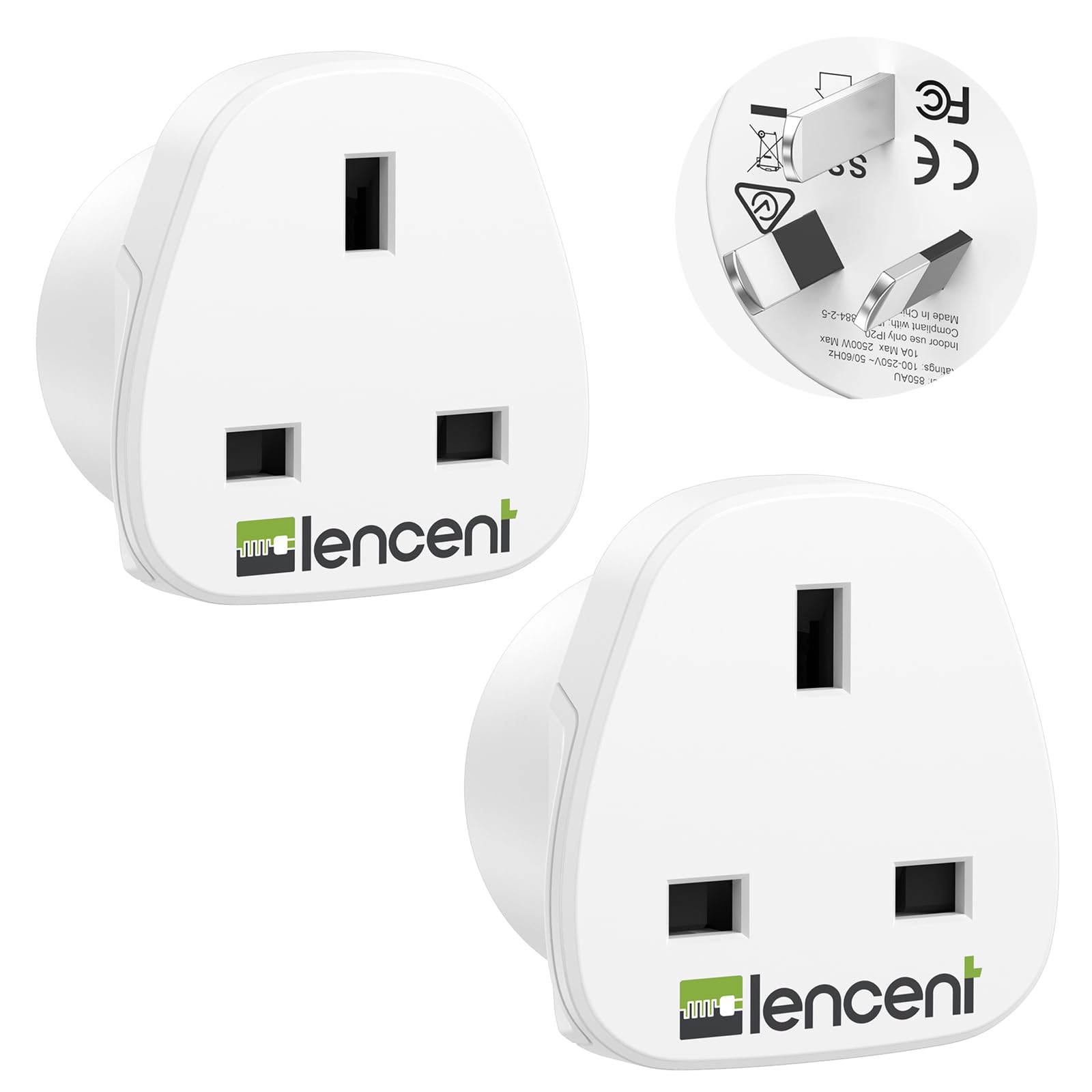 LENCENT UK to Australia China Plug Adapter 2 Pack, Australian Plug Adaptor from UK, Grounded Australian Travel Adapter to Australia China Fiji Argentina New Zealand more(Type I)