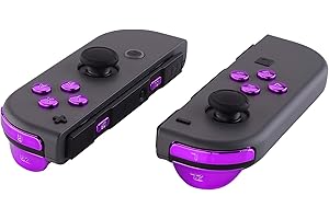 eXtremeRate Chrome Purple Replacement ABXY Direction Keys SR SL L R ZR ZL Trigger Buttons, Full Set Buttons Fix Kits with Too