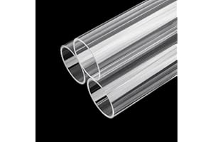 BENECREAT 3Pcs Acrylic Tube, 2" ID 2.2" OD 15.8" Acrylic Clear Pipe, Clear Rigid Round Pipe for Lamps, Aquariums and Water Co