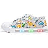 EUXTERPA Toddler Light Up Sneakers Kids Casual Canvas Shoes with Adjustable Strap for Girls Boys