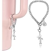 LUHOHI Silver Letter Charms for Stanley Cup- Crown Letter Charms Accessories for Stanley Handle 40Oz Tumblers Water Bottle Cup Initial Keychain with Diamond Glitter Jewelry Personalized Decorations T