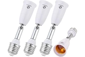 RONG&LAN E26/E27 Light Socket Extender，180 Degree Bendable, Extension Socket Extender Adapter, E26/E27 to E26/E27 Adjustable Extension, Flexible Medium Light Bulb Socket Converter (5.5inch 4-Pack)