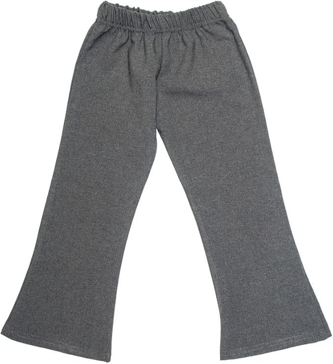 Girls Elasticated Waist Pull On Stretch School TrousersGrey34 Years