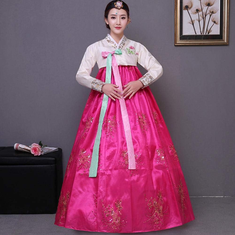 Ablerfly Women Korean Traditional Classic Hanbok,Long Sleeve Flare Dress Premium Female Costume Korean National Dance Annual Cosplay Performance Costume