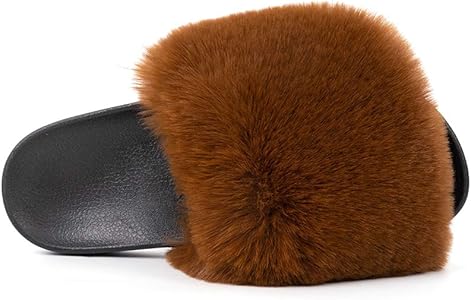 leather slides with fur