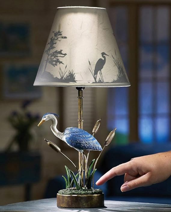 Blue Heron Nautical Decorative Touch Lamp by Winston Brands Table