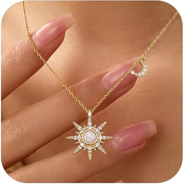 Amazon.com: Wishrocks Starburst Pendant Necklace with Round Cut