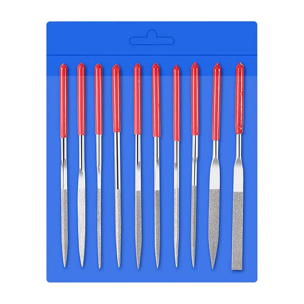 Bestgle 10PCS Diamond Needle File Set, Mini Jewelry Needle Files for Jewelers, Glass, Wood Carving & Craft Work, 3 x 140mm