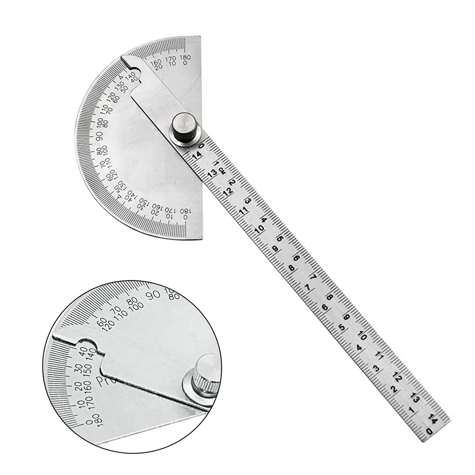Bless 0-180° Round Head Protractor, Stainless Steel, 198cm
