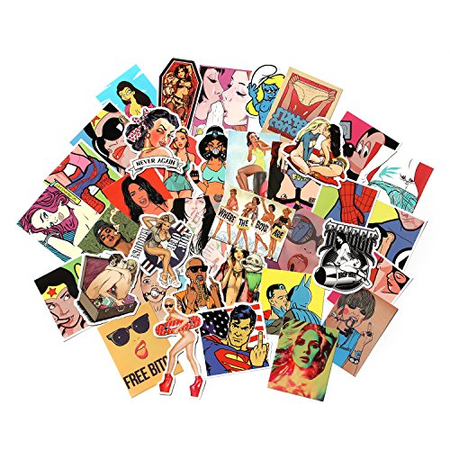 Sexy Stickers Decals Vinyl Art Work Vintage Retro Stickers For Bumper Guitar Decals Phone Case Luggage Skateboard (52pcs Sexy Stickers)