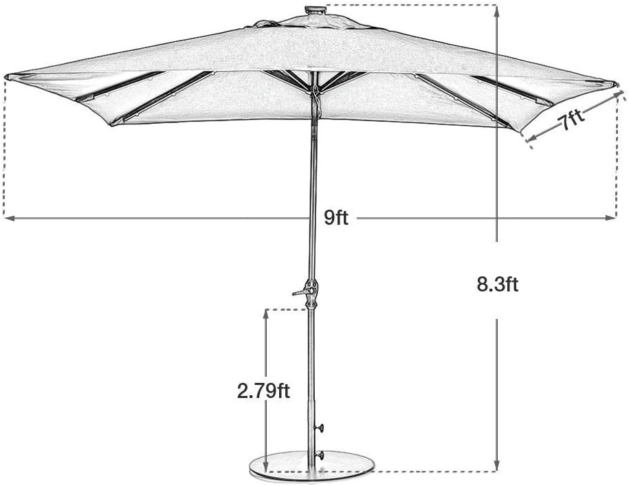 Amazon Com Abba Patio Solar Led 9 X 7 Ft Patio Offset Hanging Umbrella Cantilever Umbrella With Cross Base For Garden Deck Backyard Pool Dark Red Garden Outdoor