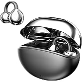 Clip On Open Ear Earbuds, Wireless Bluetooth 5.4 Headphones with Mic, Lightweight & Comfortable for Sports, Running,and Fitness,Bone Conduction,IPX5 Waterproof Noise Cancelling Earphones (Black)