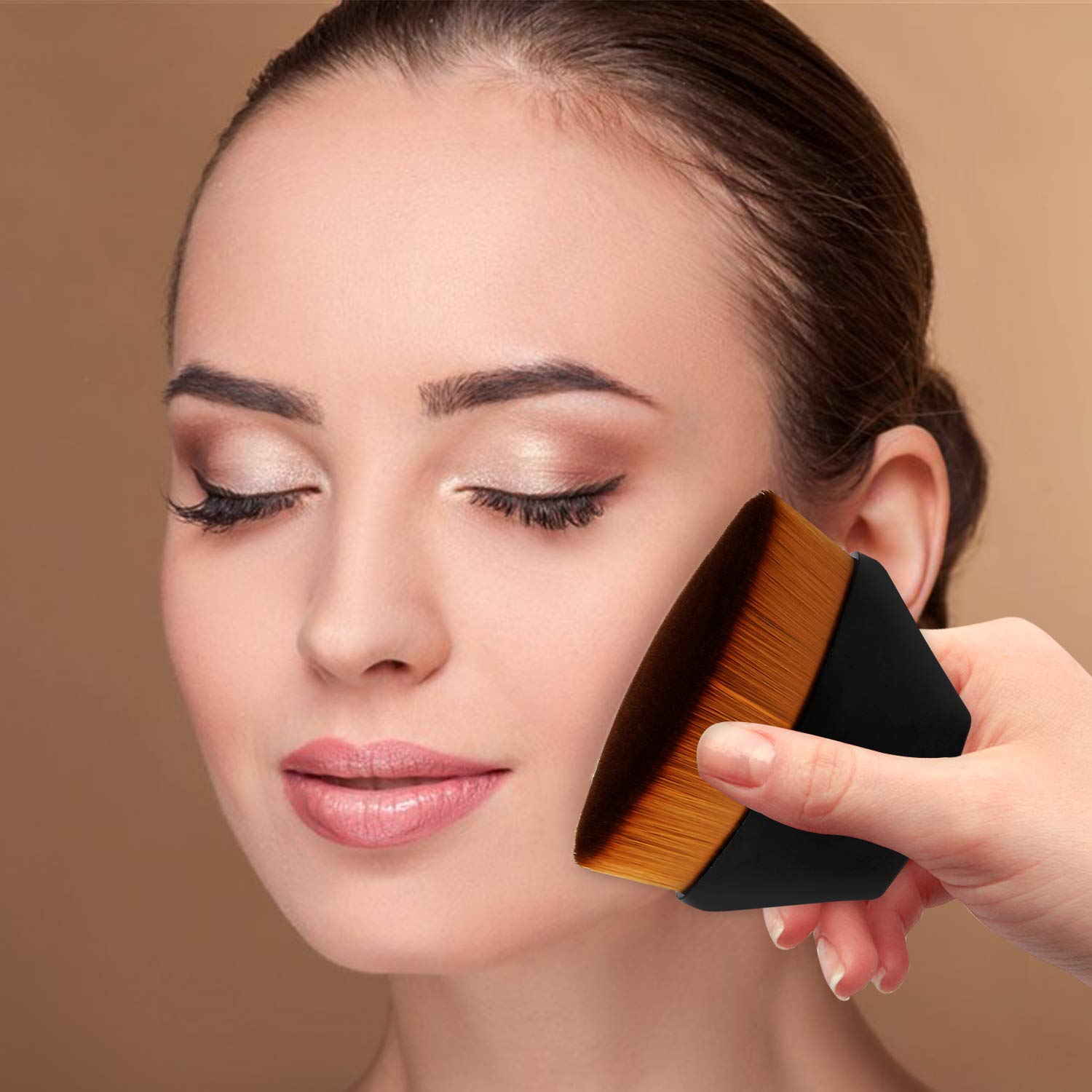 2 Pack Foundation Brush, Makeup Brush, Suitable for Mixed Liquid, Cream or Flawless Powder Cosmetics with 2 Pack Makeup Sponges: Beauty