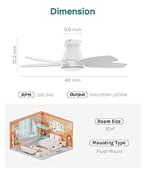 AQUBT Ceiling Fans with Lights, 42 inch Ceiling