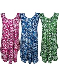 Womens Sundress Beach Cover Up Button Front Boho Summer Caftan Tank Dress Lots Of 3