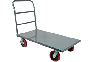 5Seconds Flatbed Platform Cart Industrial Dolly Heavy Duty 60” x 30” Hand Push Truck Super Heavy Duty Flatbed with 3000Lb Capacity 8'' Locked Swivel Wheels Commercial Moving