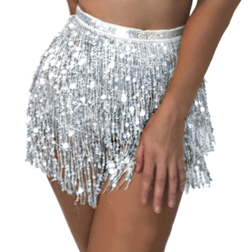 thumbnail image 2 of Women’s Silver Coin Hip Scarf – Belly Dance Skirt Wrap Belt Costume 2 of 3