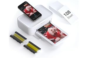 HPRT Photo Printer 4x6,+108Sheets&2ribbon,Instant Picture Printer for iPhone, Android, Smartphone,Portable Photo Printers for Home Use,Thermal Dye-Sublimation, AR Video Printing（White）