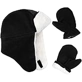 Baby Boy Sherpa Hats and Mittens Set Toddler Gloves Warm Fleece Winter Hat Baby Girl
