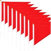 25Pcs Small Flags on Stick, 8.2 x 5.5in Solid Red DIY Graffiti Blank Flag | Miniature Plain Pennant Flags,Hand Held Flags for School Sports Club Bithday Party Events Gardens Decorations