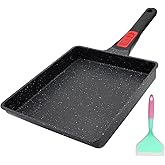 AIKENBBKK Japanese Omelette Pan Tamagoyaki Egg Pan, Omlet Pan Nonstick, Square Frying Pan Non Stick, Induction-Ready, Detachable Handle, PFAS & PFOA-Free, Oven Safe, Black, 9" x 8.2"