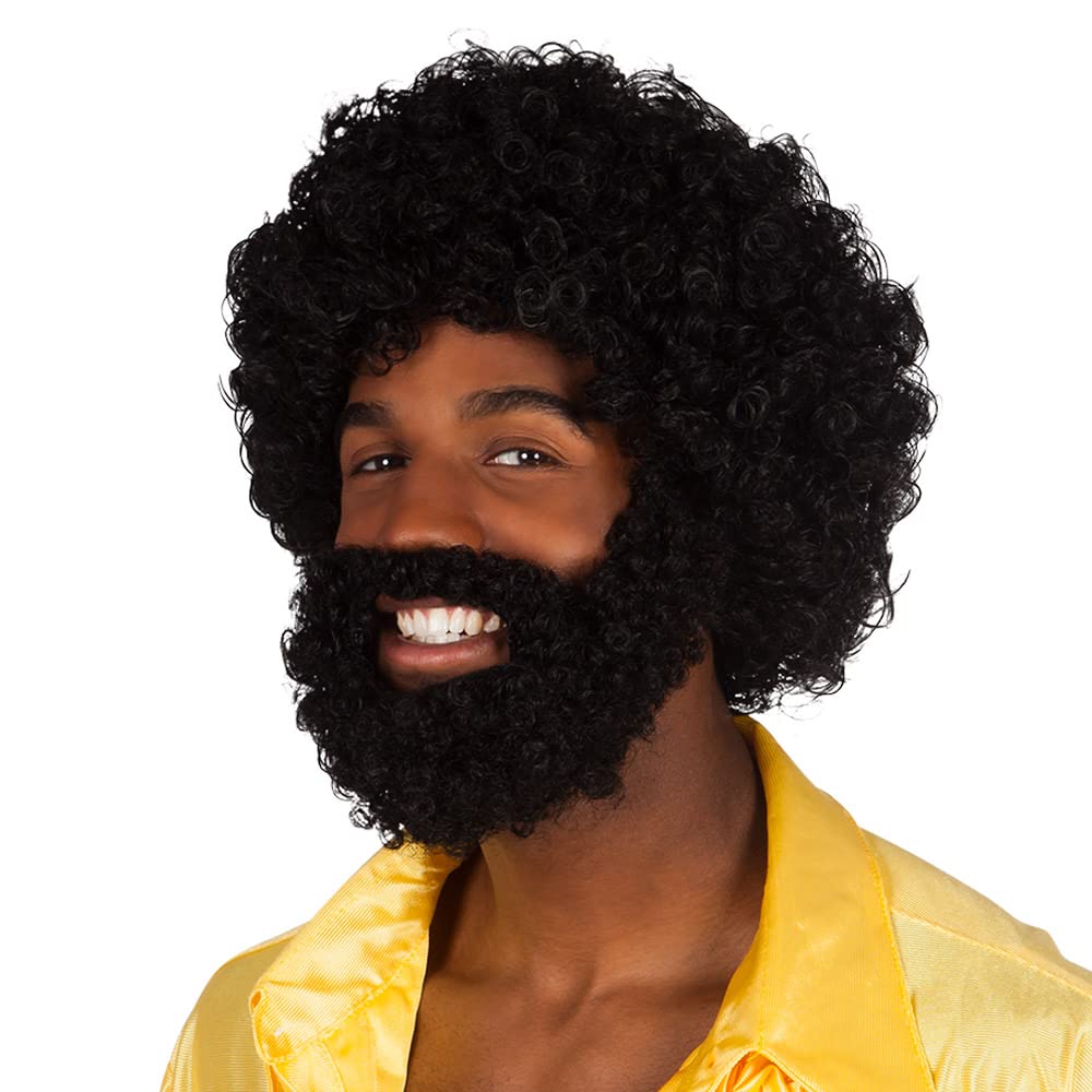 Boland 86311 Adult Wig Rufus in Afro Curls with Beard – Black