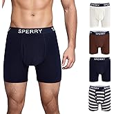 Sperry 4-Pack Mens Premium Cotton Stretch Boxer Briefs – Everyday Comfort Cotton Mens Boxer Briefs with Fly Pouch & 5” Inseam