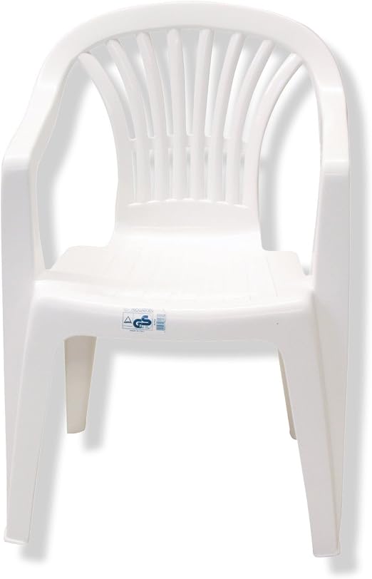 Greemotion Stacking Chair Altea Plastic Garden Chair Monoblock Chair With Armrest For Garden Terrace Balcony White Amazon Co Uk Garden Outdoors