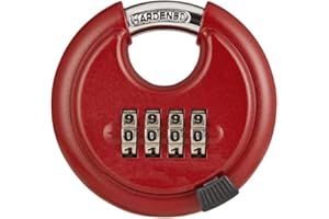 Guliffen Combination Lock, Discus Padlock with 4 Digital Combination,Disc Lock for Storage Unit,Trailer (Red)…