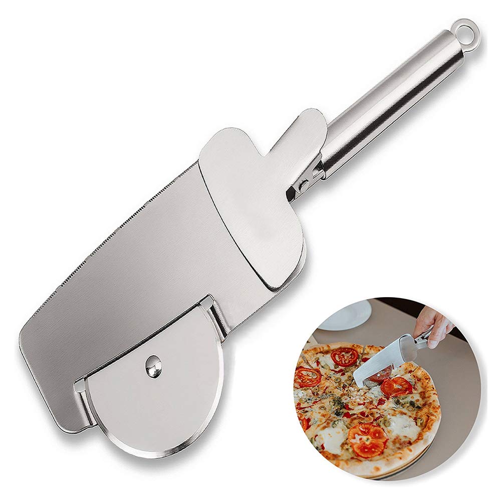 Sinogoods Pizza Cutter, 4 in 1 Multifunction Stainless Steel Pizza Wheel Slicer, Pizza Shovel Pizza Knife, Dishwasher Safe