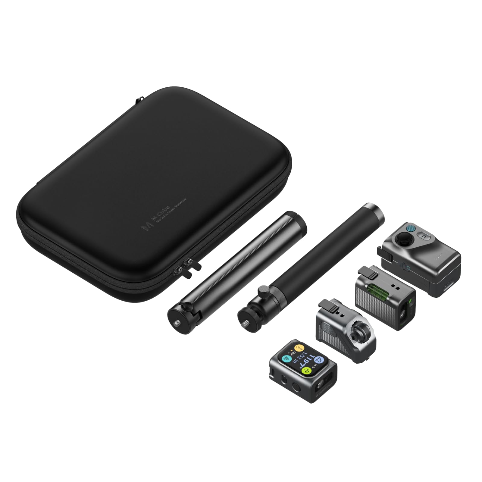 M-Cube Pro Laser Measuring Tool Combo:4 Modules Build to Adapt, M-Tripod & M-Protection Case, Rechargeable Modular Laser Distance Meter with Bilateral Laser, Digital Scale Roller | Bluetooth App