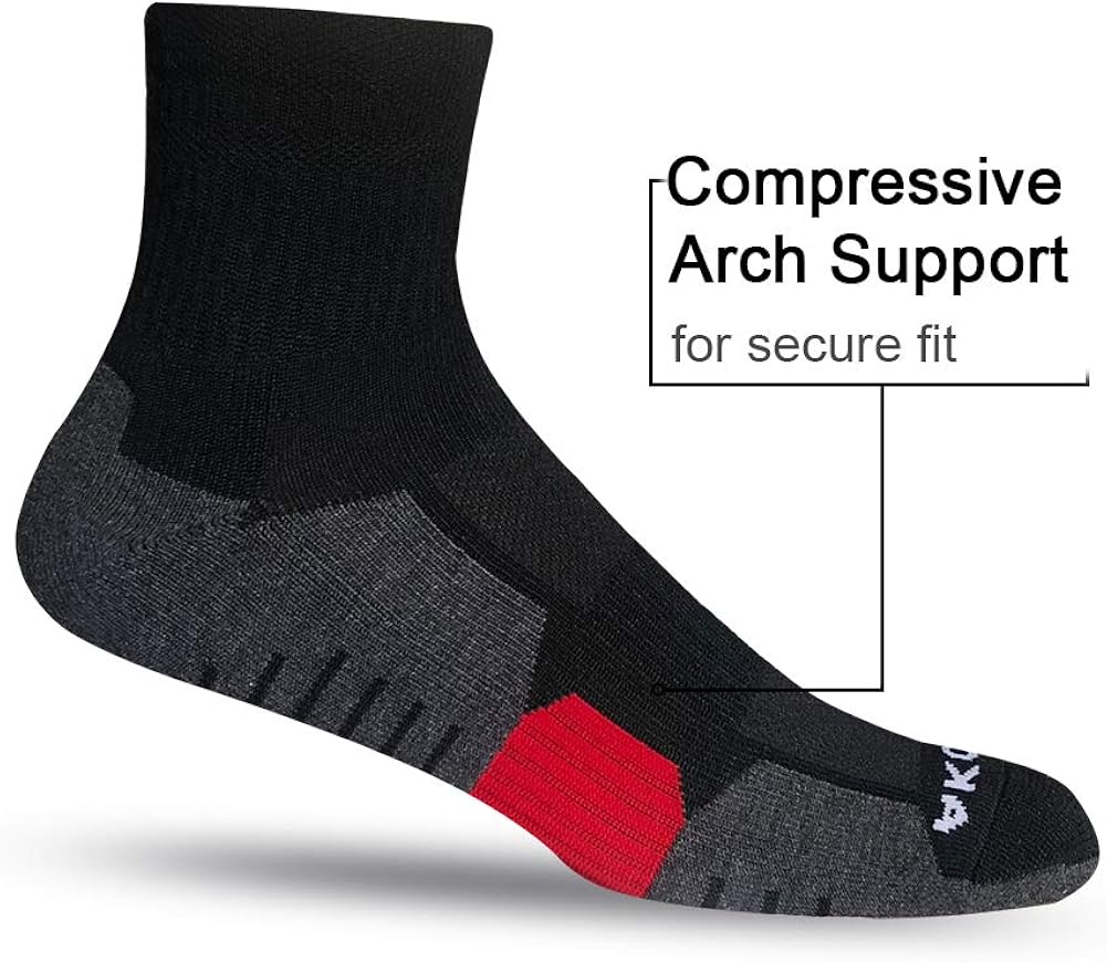 AKOENY Men's Performance Athletic Quarter Socks for Workout, Running, Sports (6 Pack): Clothing