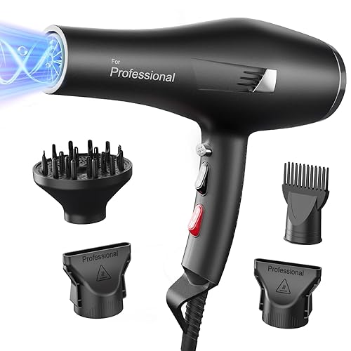 Dekuri Ionic Hair Dryer for Women – Fast Drying, Smooth Finish, with Diffuser & Comb, 2 Speeds 3 Heats, Cool Shot, Professional Hairdryer (Starry Black)