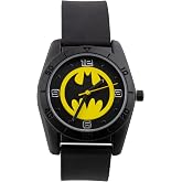 Accutime Batman Yellow Round Emblem Strap Kids Watch