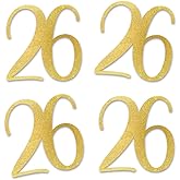 Gold Glitter 26 Cut-Out Numbers, 26th Birthday Party Anniversary Decorations DIY Essentials