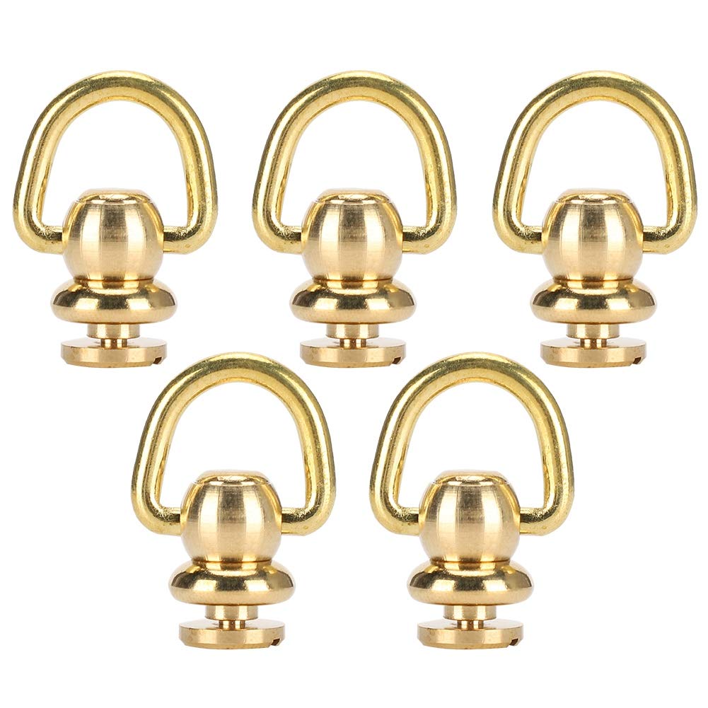 Fydun Brass Rivets 5 Sets D Ring Nail Chicago Metal Stud and Screw for Leather Craft Perfume Bell Gold, 10x5mm