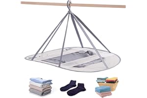 WEISGJA 1 Tier Folding Mesh Clothes Drying Rack with Internal Fixation Stackable Sweater Drying Rack Portable Hanging Laundry Rack for Sweater,T-Shirt,Delicates,Swimsuit (1 Pack)