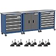 LARBANKE Combination Tool Chest with Lock,5-Drawer/7-Drawer/2 Door Tool Cabinet can be Interconnected,Rolling Tool Chest with Wheels and Padded Feet,with Stainless Steel Protective Film Countertop