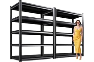 ZIWJHK 81”H Garage Shelving,Adjustable Garage Storage Shelves,3000LB Heavy Duty Shelves,Easy Assembly Metal Shelves, 5T Shelving Unit Metal Shelf Rack for Basement Industrial 45.7''W×19.7''D×81''H, 2 Pack